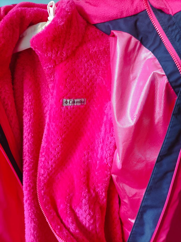Manteau ski fille 14 ans L columbia polaire rose bleu marine TBE - photo numéro 7