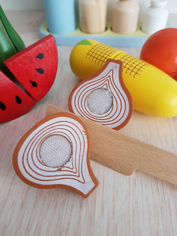 Balance du marché, fruits et légumes en bois à découper pour dînette - photo numéro 10