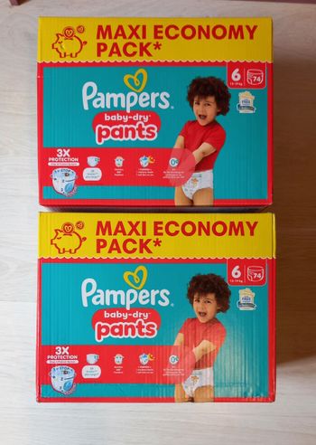 148 Couches Culottes - Pampers Baby-Dry Pants Taille 6 (2 Maxi Packs)