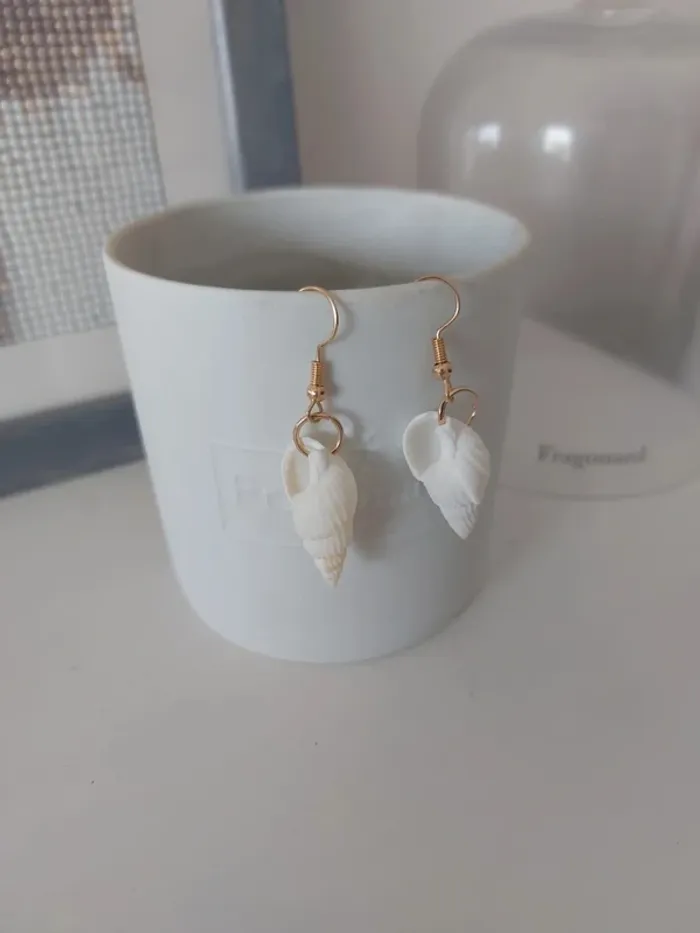 Boucles d'oreilles coquillage blancs - photo numéro 2
