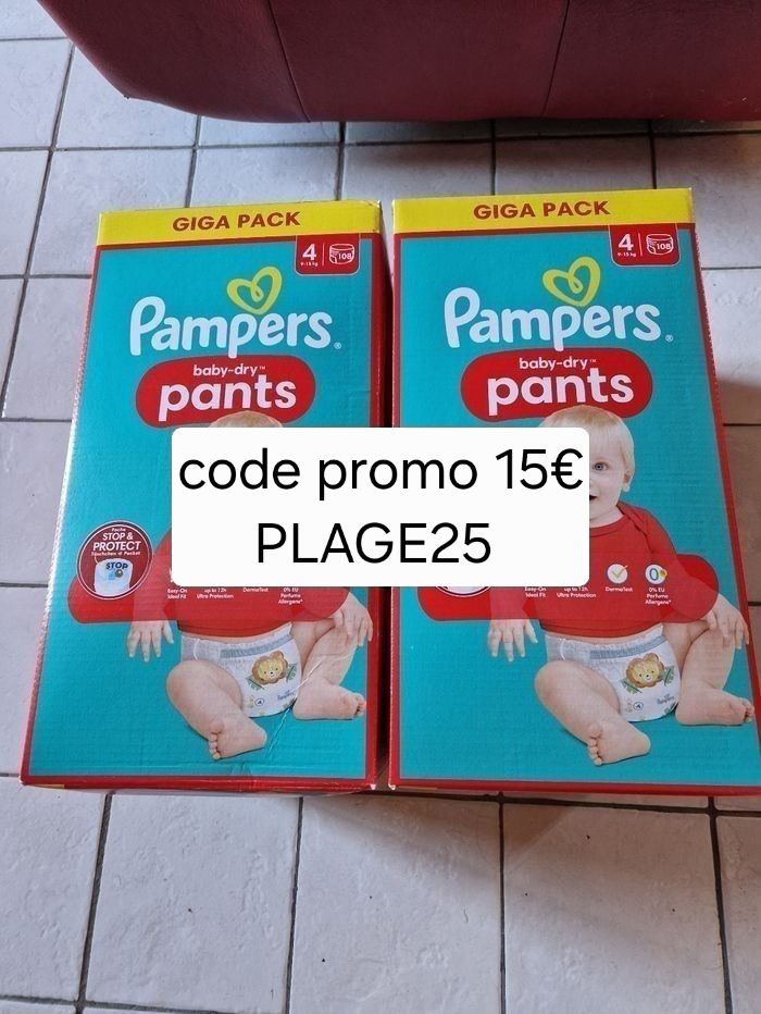 216 couches culotte Pampers baby-dry taille 4