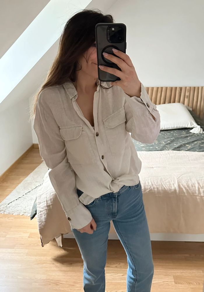 Chemise 100% lin Zara beige 🐚 - photo numéro 2