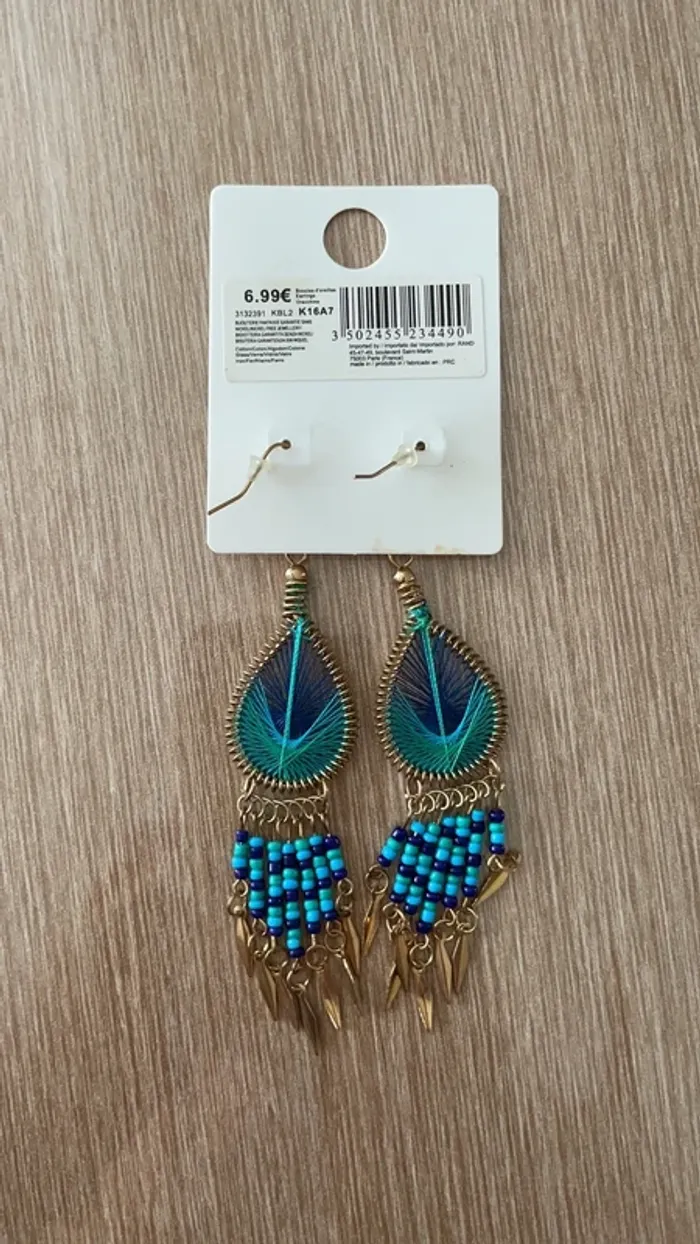 Boucle d’oreille bleue - photo numéro 2