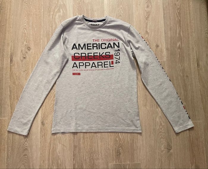 TEE shirt manches longues gris clair taille S creeks en excellent état