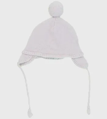 Bonnet 12 mois en laine mérinos et cachemire Marie Puce