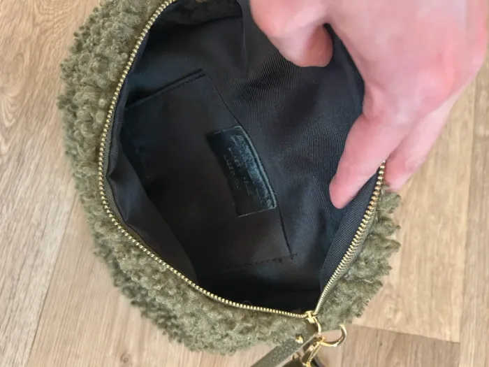 Made in italy sac banane en mouton vert kaki avec 2 bandoulière - photo numéro 6