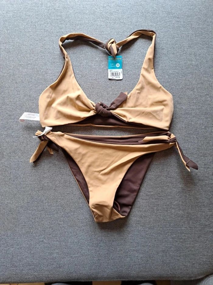 Maillot de bain / bikini réversible marron / beige en S - photo numéro 5