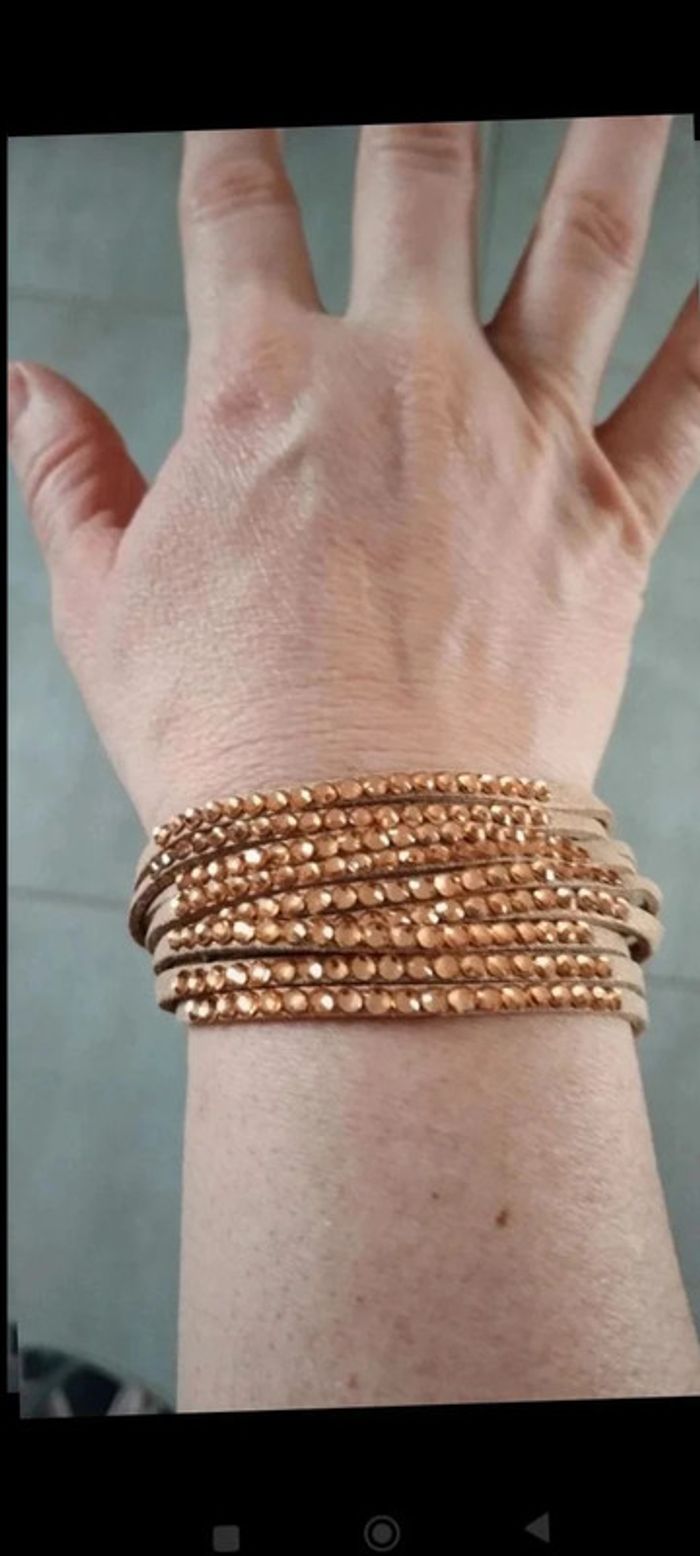Bracelet a strass pression doré - photo numéro 3