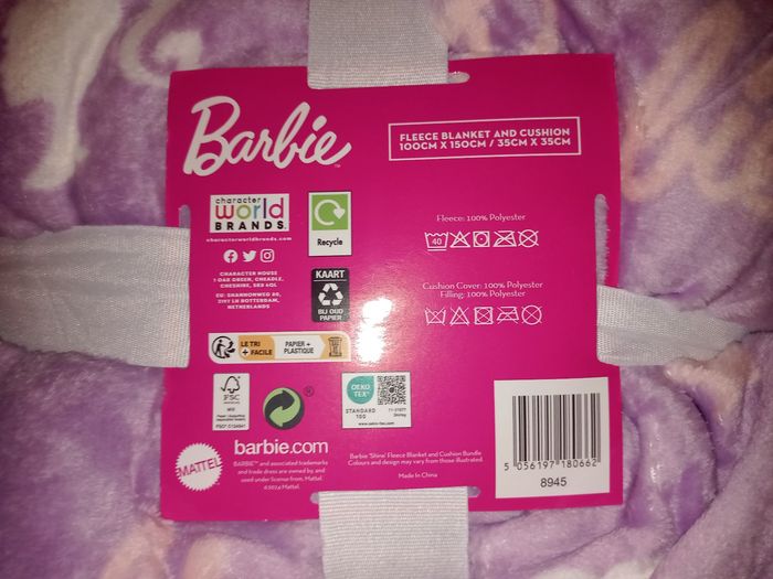 Ensemble plaid et coussin Barbie mattel - photo numéro 6