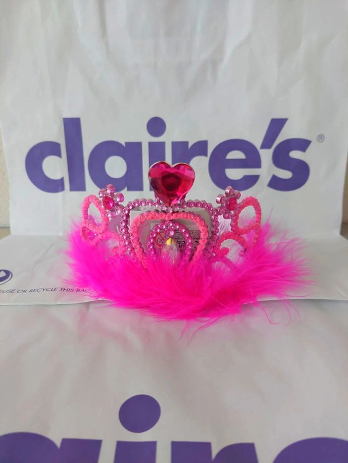 Déguisement Couronne princesse plumes roses neuf Claire's
