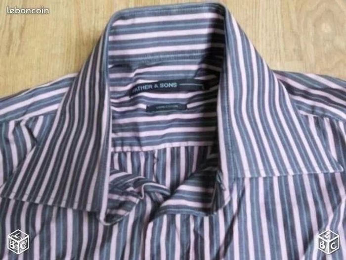 Chemise à rayures grise et rose father & sons - photo numéro 2
