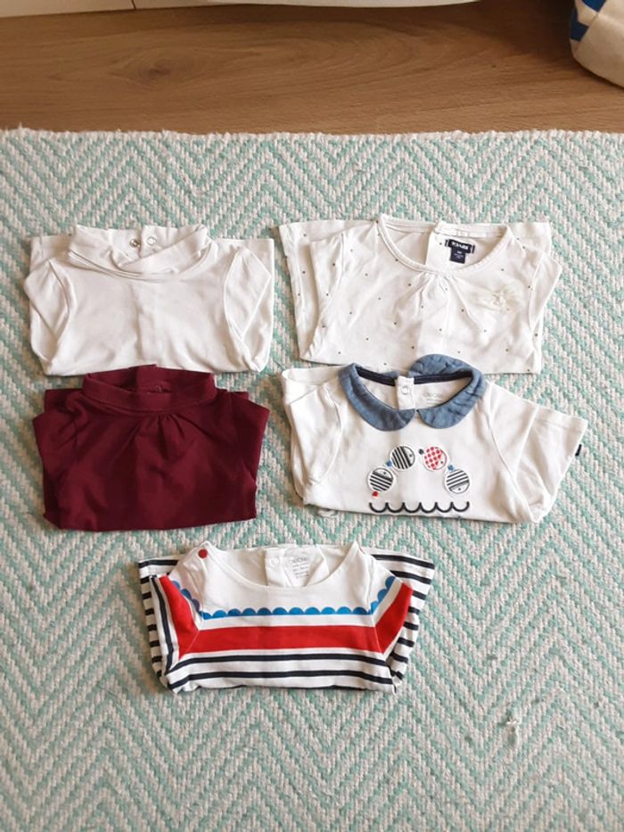 Lot de 5 t-shirt manches longues sous-pull T. 3 mois
