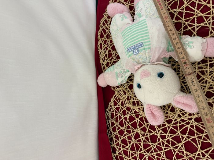 Peluche doudou lapin rose Nounours combinaison en tissu Vintage - photo numéro 4