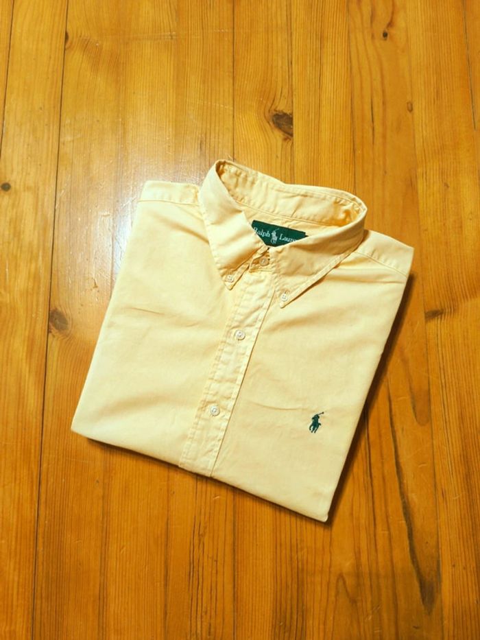 Chemise manches longues - Ralph Lauren - Classic Fit - Logo brodé marine - Jaune - Taille XL
