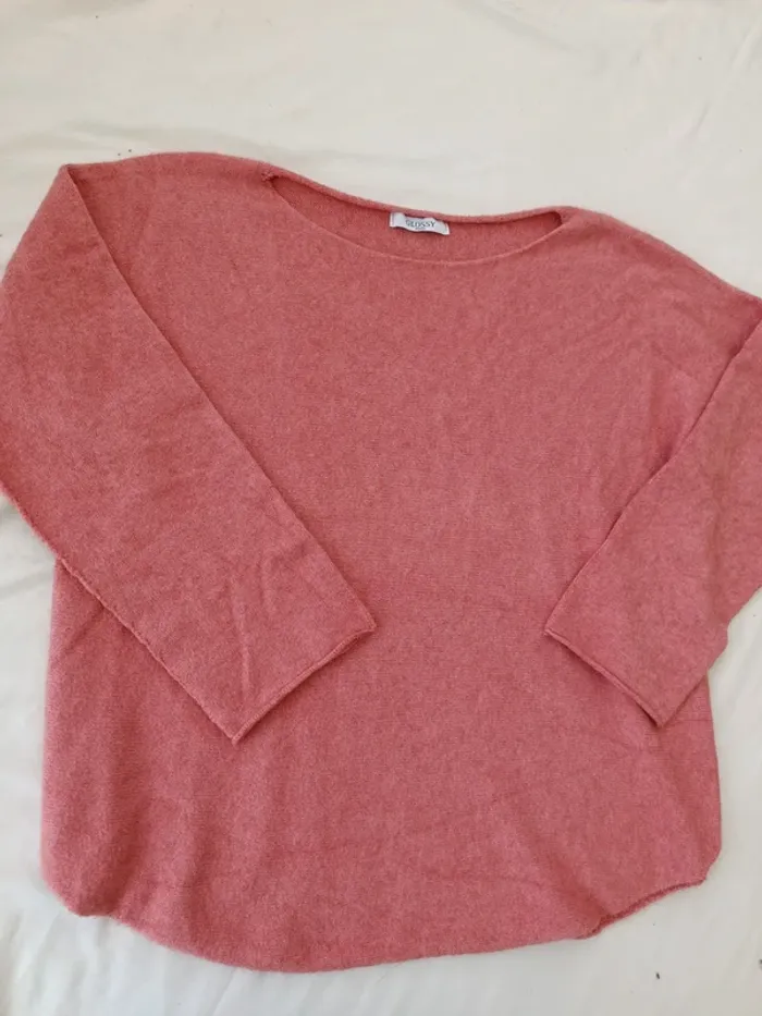 Jolie pull d'hiver chaud rose Glossy Paris made in Italy taille 38 - photo numéro 2