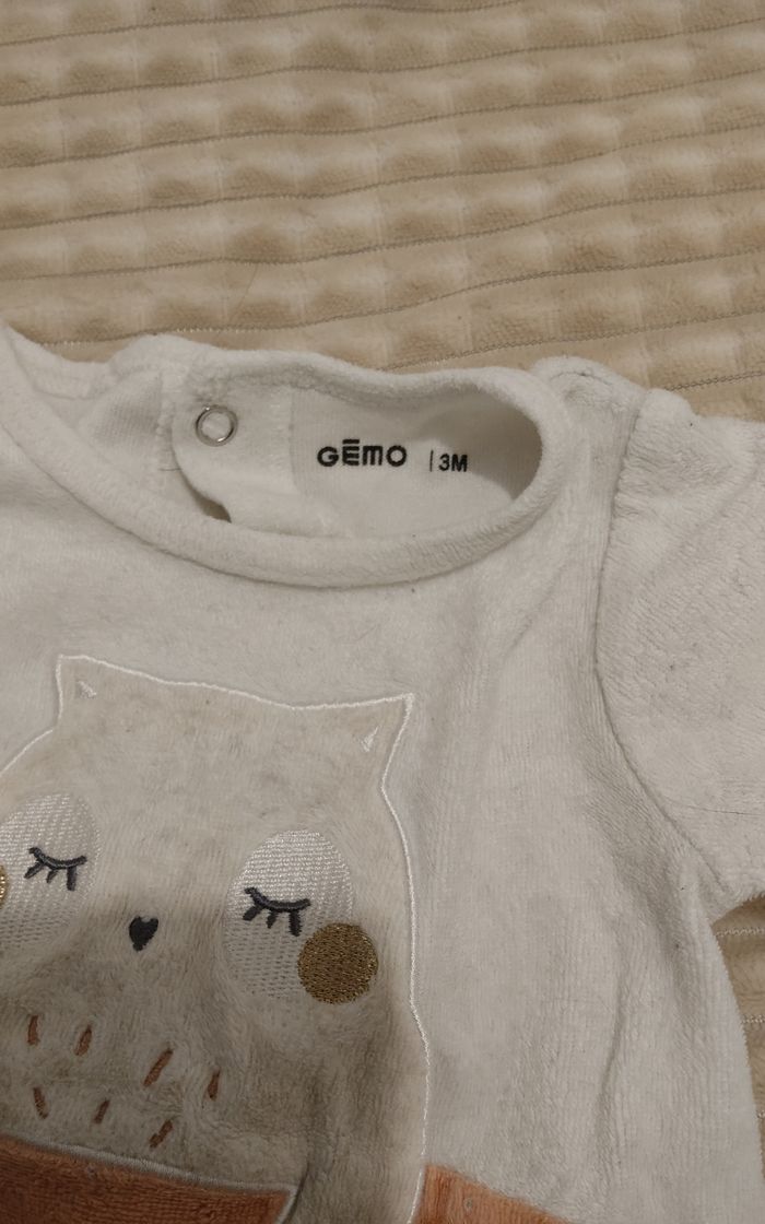 Pyjama chouette beige/ abricot - photo numéro 3