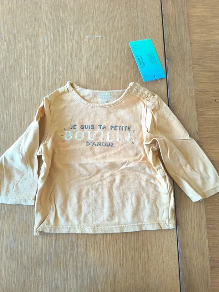 314795 tee-shirt ML moutarde garçon 9 mois kiabi