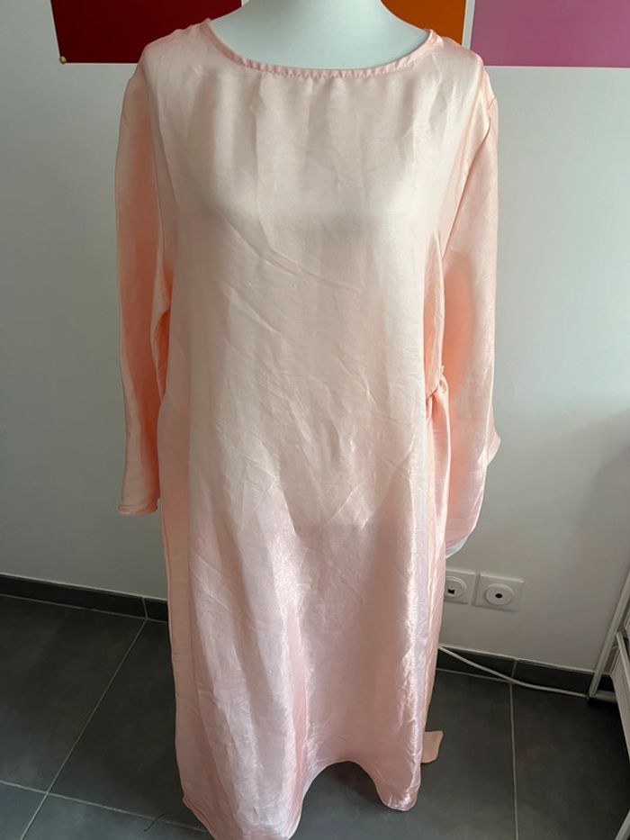 Robe longue manches évasées rose taille unique - photo numéro 2