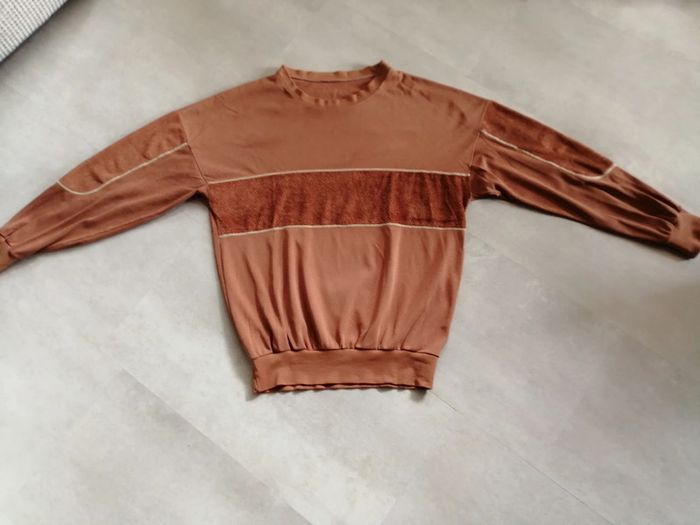 sweat fin marron clair bi matière