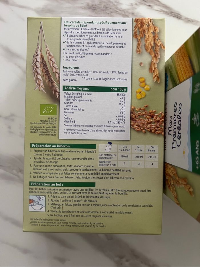 Lot de 5 paquets Mes Premières Céréales HiPP Bio – dès 4/6 mois - photo numéro 3