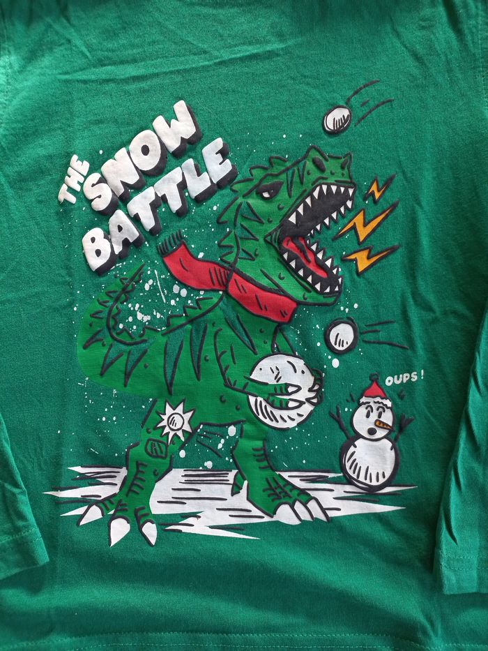 Tee-shirt manches longues Dinosaure Noël garçon 6 ans - photo numéro 2