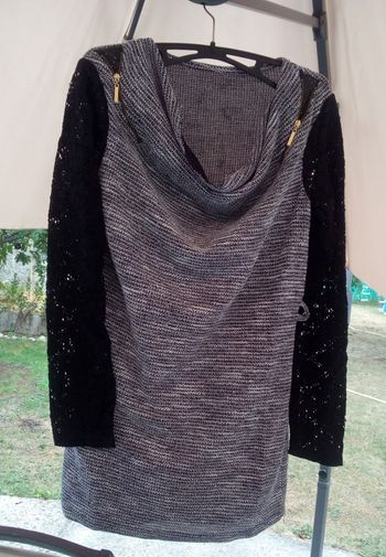 Pull-tunique gris chiné