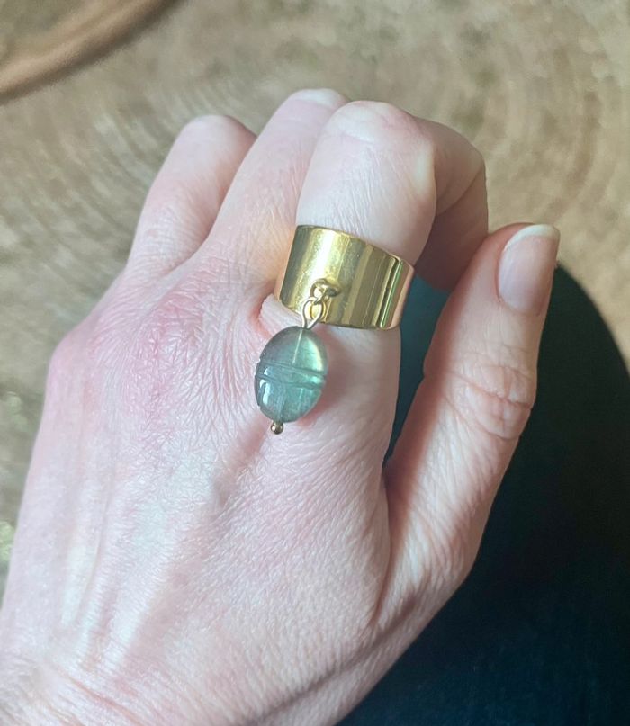 Bague pampille amulette scarabée Labradorite - photo numéro 2