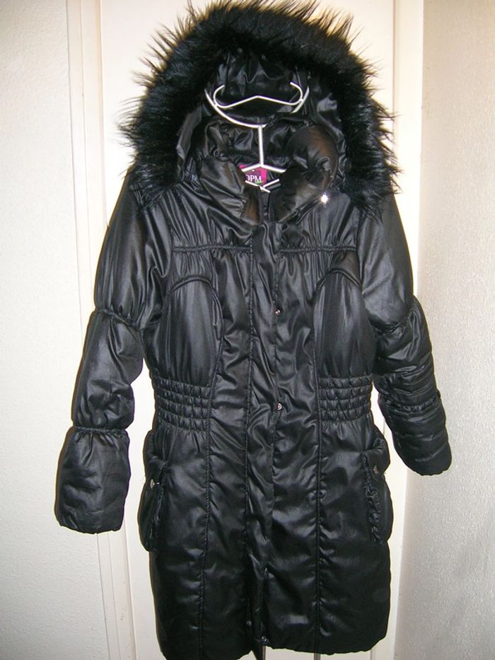 parka doudoune noir à capuche fourrure "DPM" T.40