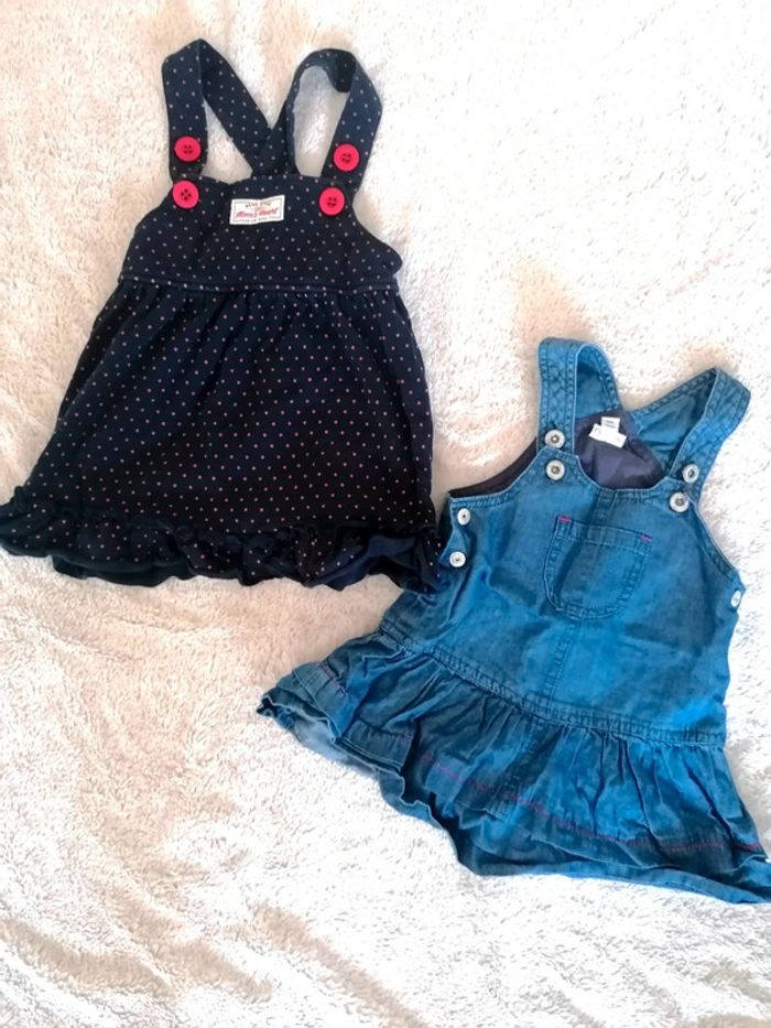 Lot 2 robes salopettes 12 mois fille