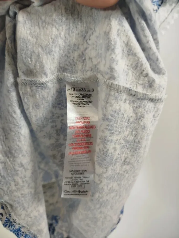 Top Miss Selfridge épaules dénudées - motif fleur bleues liberty taille 38 - A252 - photo numéro 10