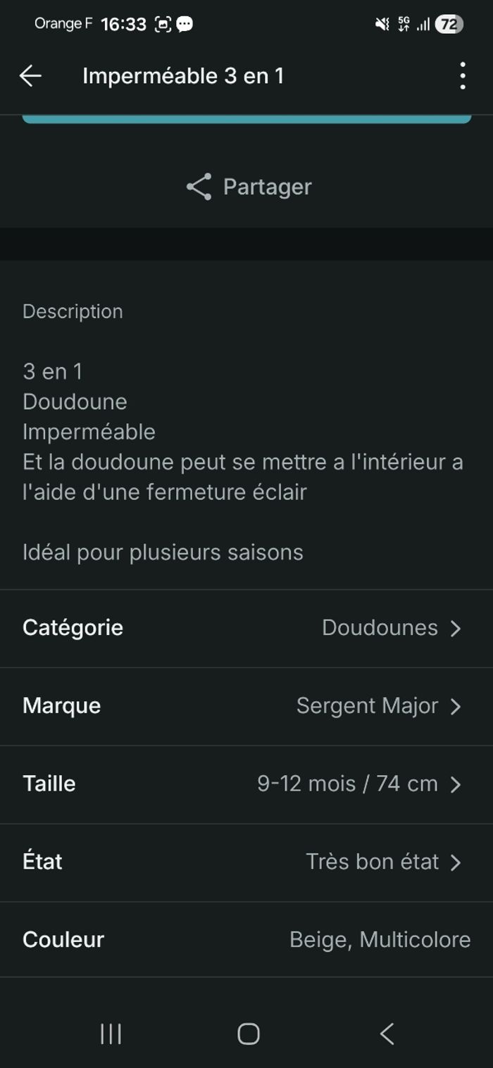 Imperméable 3 en 1 - photo numéro 5