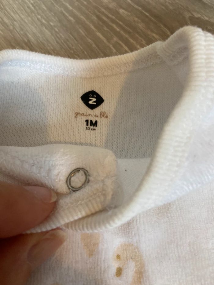 Pyjama grenouillère 1 mois z grain de ble blanc motif cygnes - photo numéro 2
