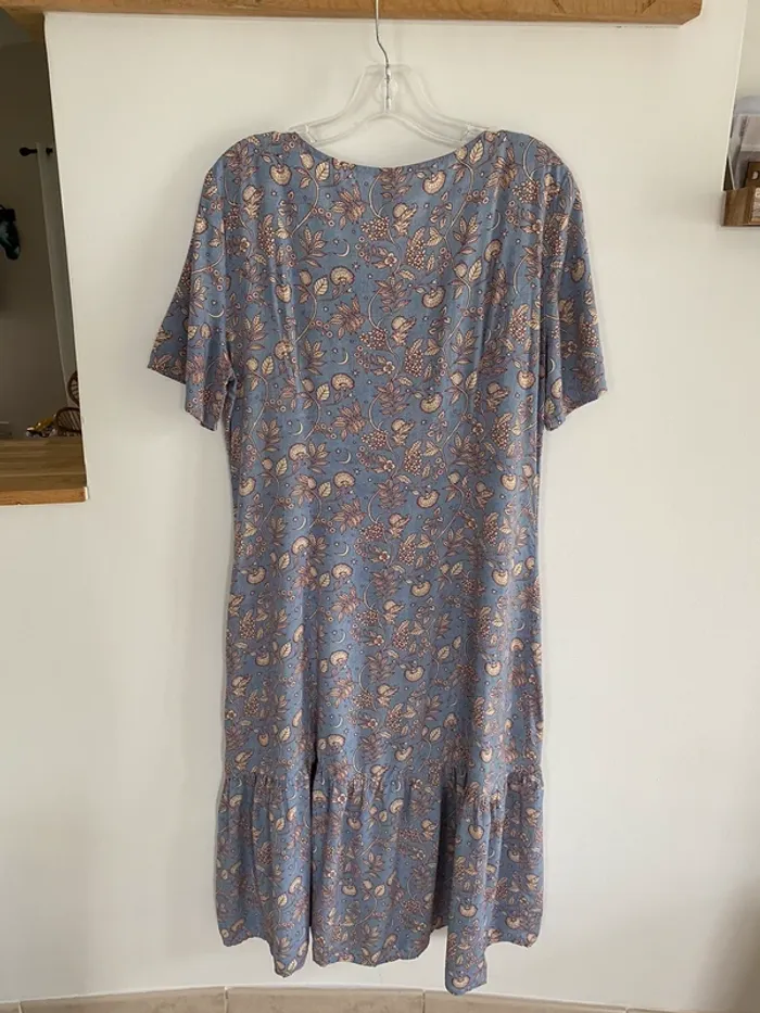 Très jolie robe mango bleu imprimée végétaux - photo numéro 6