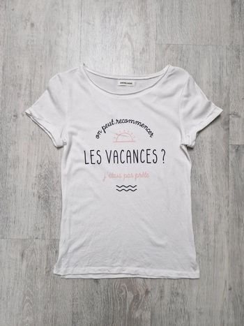 Tee-shirt manches courtes Cache-cache "on peut recommencer les vacances j'étais pas prête"