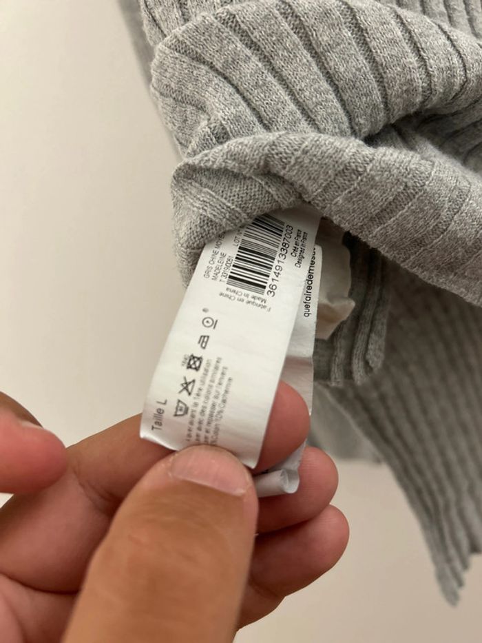 Pull fin gris Monoprix T Large - photo numéro 5