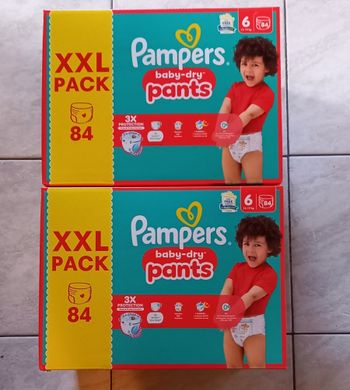 168 Couches Pampers Baby-Dry Pants Taille 6 (2 XXL Pack)