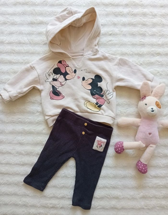 Ensemble sweat +legging côtelé 6mois Disney 🌸🩷