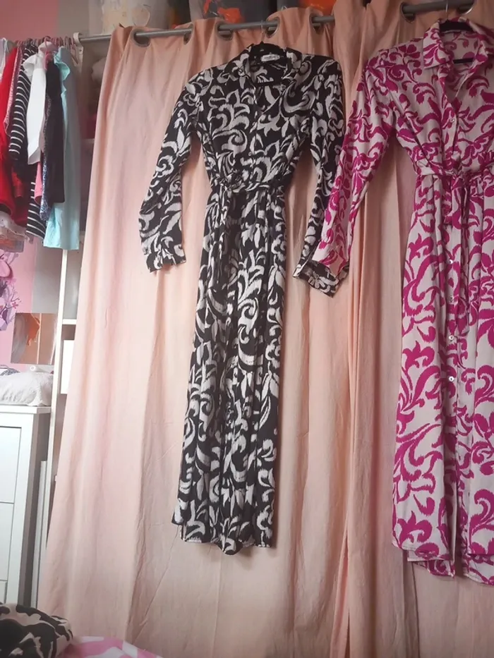 Lot de robes chemise longues satinées en très bon état taille S - photo numéro 3