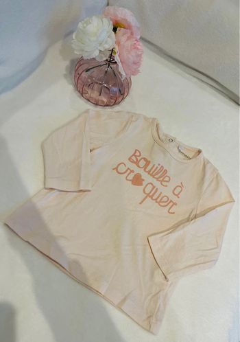 Haut / tee shirt manche longue « Bouille à croquer » Orchestra 9 mois 71cm