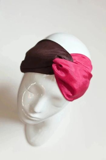 Bandeau élastique croisé rose et marron