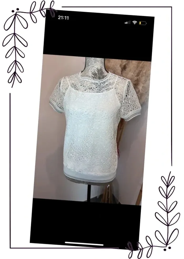 T-shirt blanc effet dentelle neuf