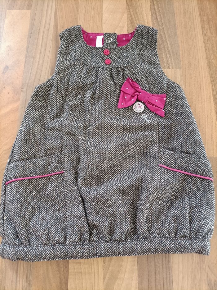 Jolie robe marron et rose nœud 6 mois Gémo