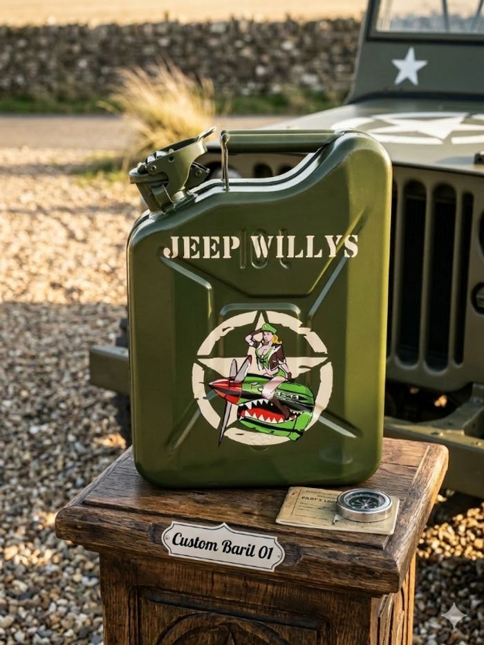 Jerrican d'essence décorative jeep willys - photo numéro 1