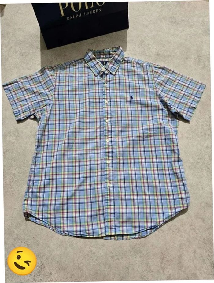 Chemise Ralph Lauren manche longue Taille L bleu rouge jaune Homme Men CHE7 - photo numéro 4