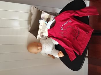 T-shirt manches longues garçon 3 ans rouge motif dinosaure 🦖