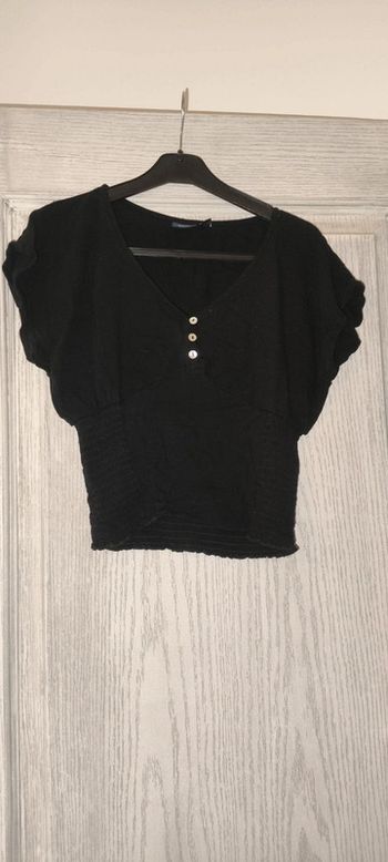 crop top manches courtes noire