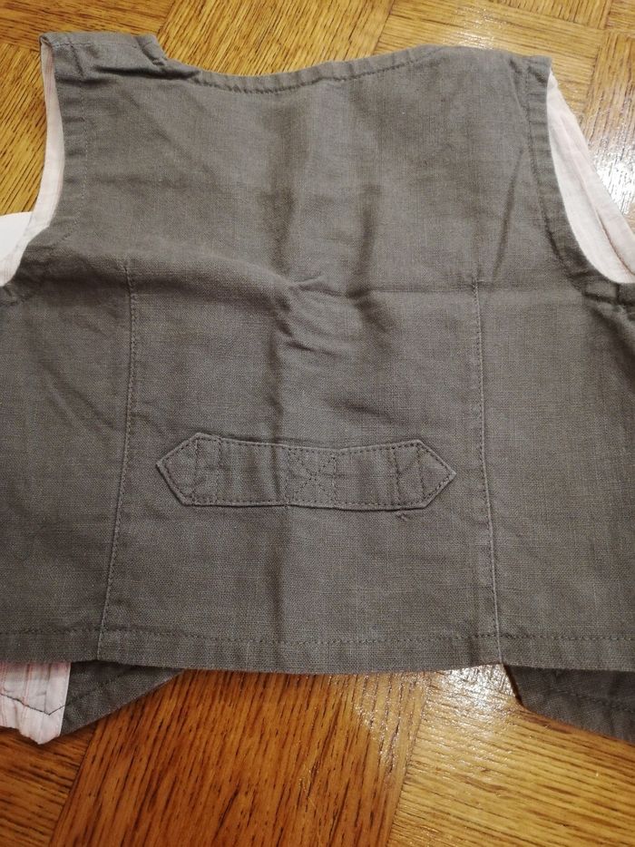 Gilet à boutons manches courtes garçon 12 mois gris - photo numéro 3