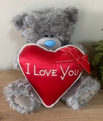 Peluche ours gris cœur rouge I love you me to you