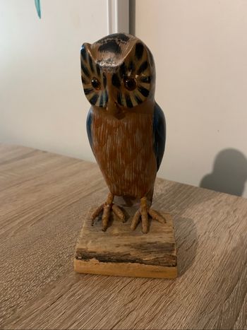 Bibelot chouette en bois peinte