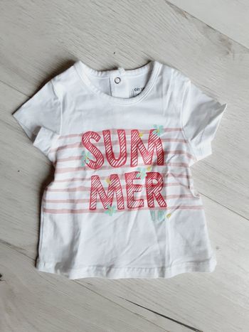 Vêtement bébé fille tee-shirt manches courtes Orchestra fleurs 3 mois